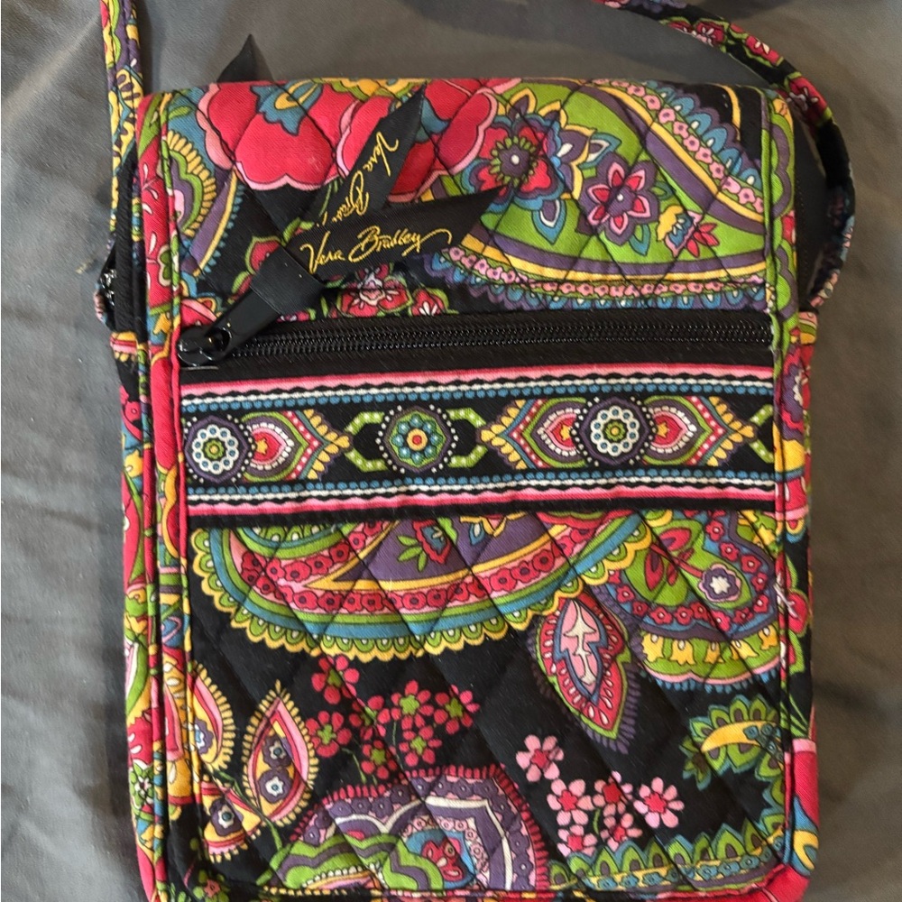 Vera Bradley Floral Crossbody Bag - Black, Green, Pink